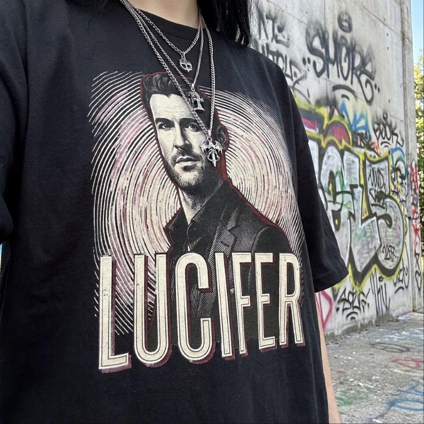 Lucifer Morningstar Tom Ellis Bootleg Cinephile t-shirt