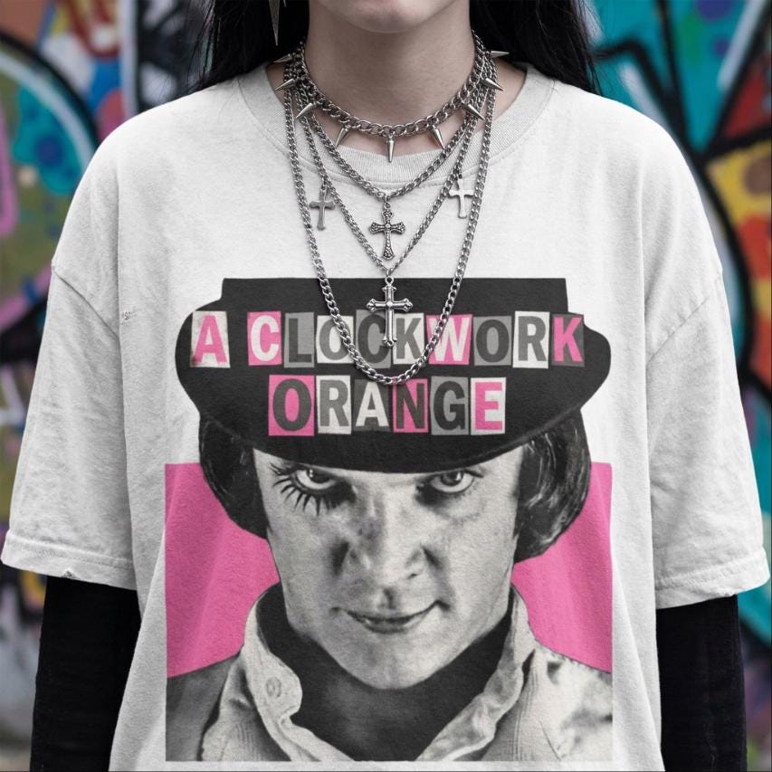 A Clockwork Orange Alex Bootleg Hot Pink Tee, Horror Movie T-Shirt
