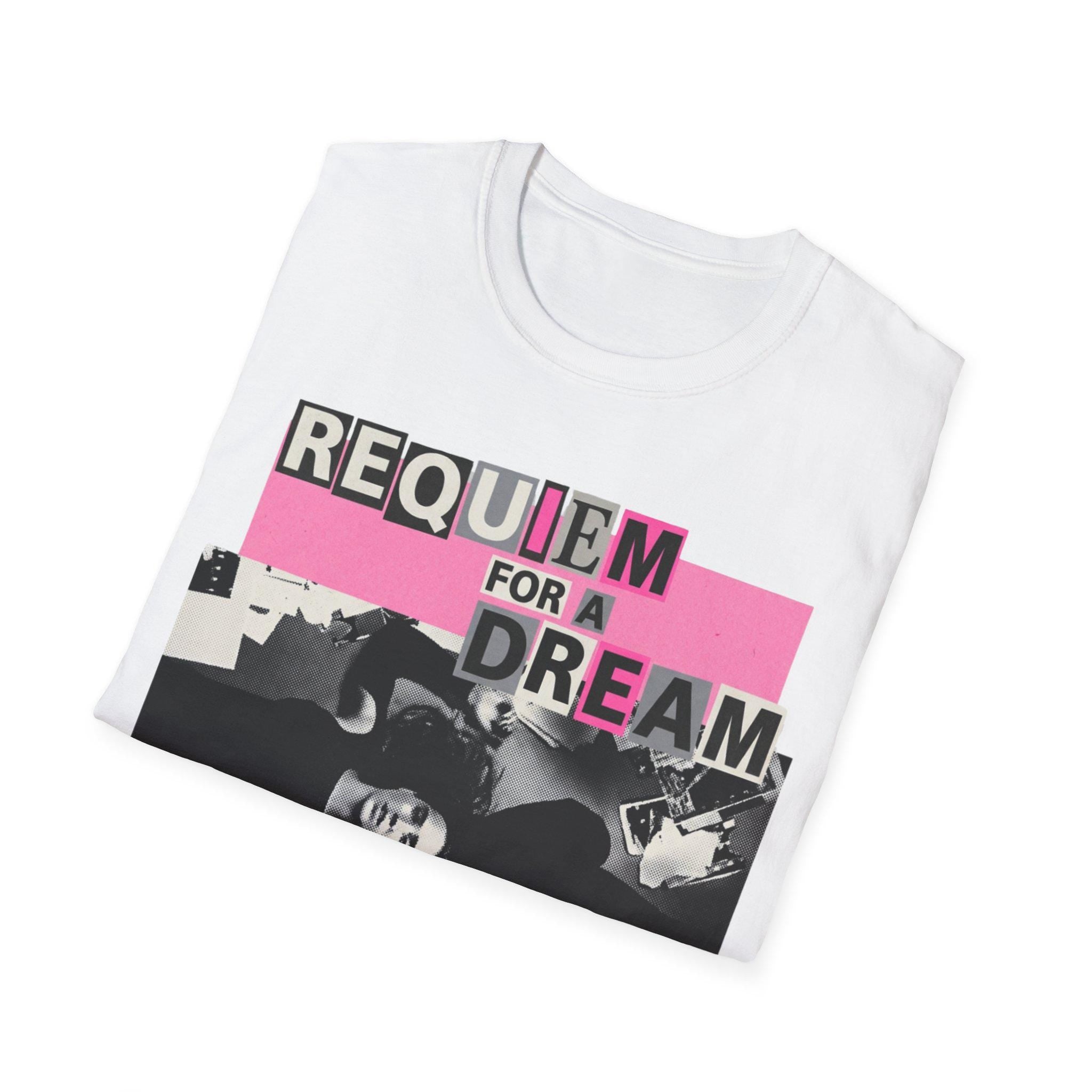 Requiem For A Dream T-Shirt, Cinephile Bubblegum pink Y2K Bootleg Movie Poster Tee