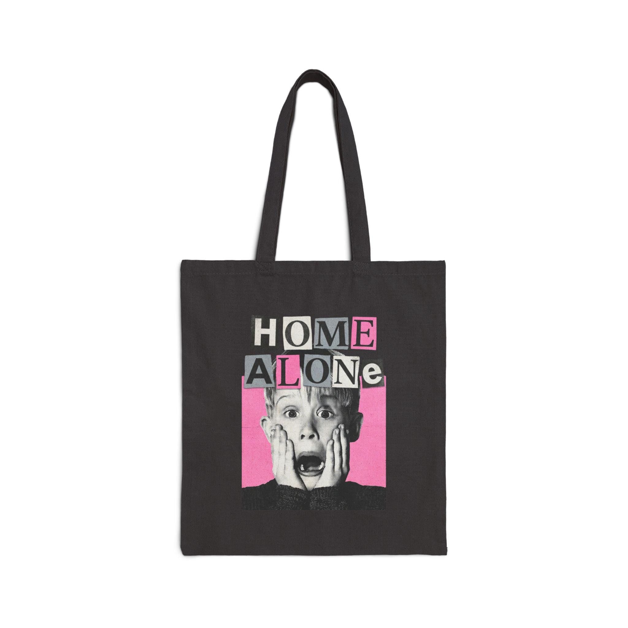 Home Alone Bootleg Movie Tote Bag, Bubblegum Pink 90s Christmas Film Graphic Canvas Tote