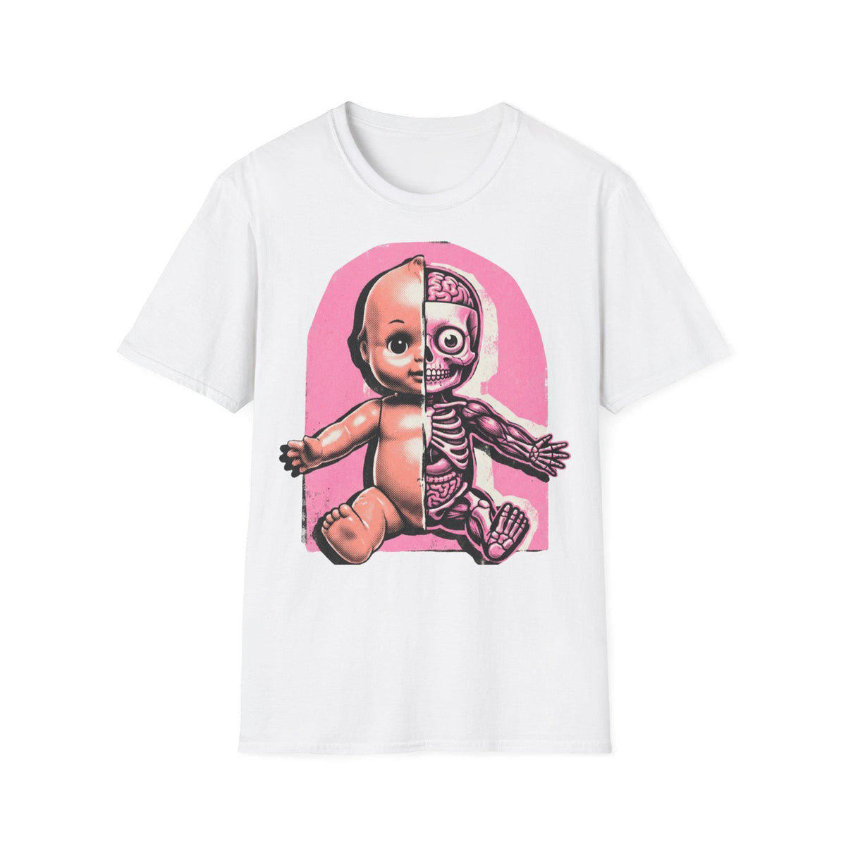 Half Skeleton Anatomy Doll T-Shirt, Y2K Scene Graphic Tee