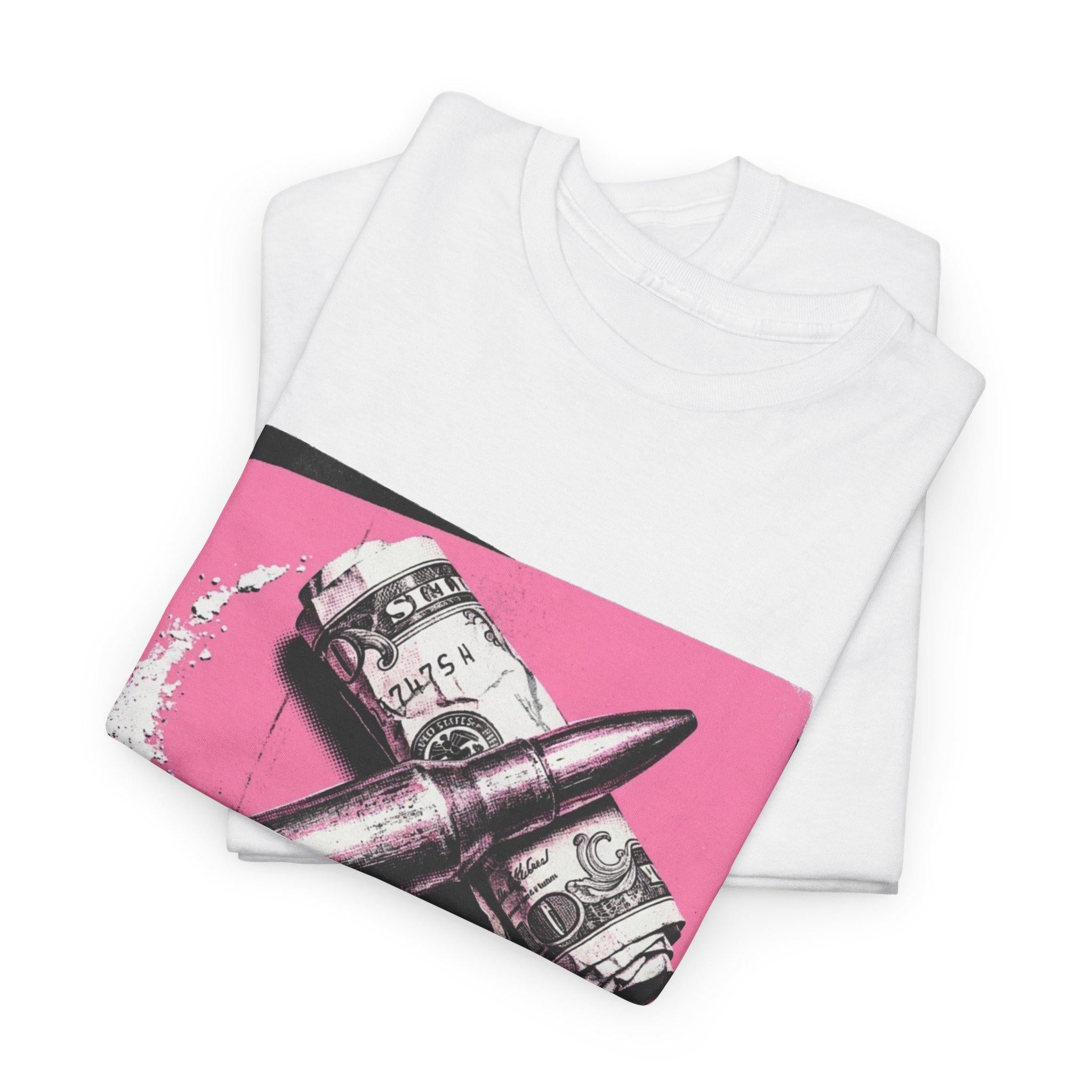 Bullet Coke Dollar Tee, Bubblegum Pink Ammo Y2K Scene Party Graphic Shirt