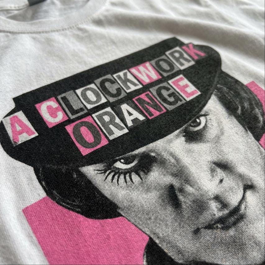 A Clockwork Orange Alex Bootleg Hot Pink Tee, Horror Movie T-Shirt
