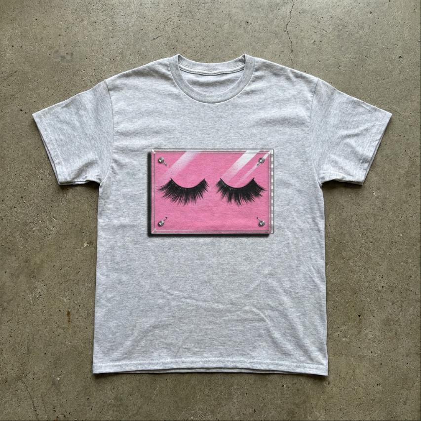 Pink False Eyelash Case Tee, Bubblegum Pink Y2K Punk Lolita Alternative Scene Girl Shirt