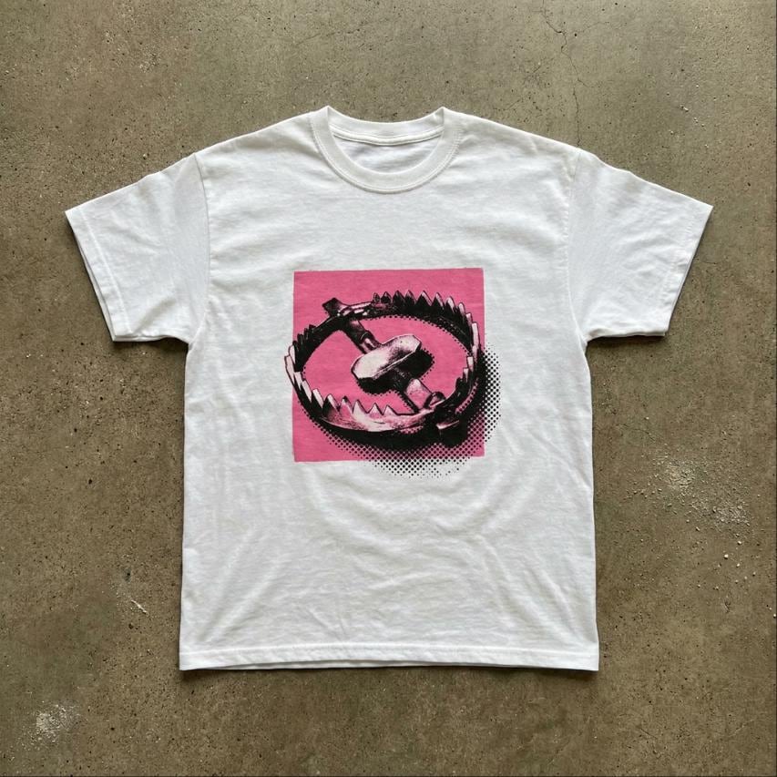 Pink Bear Trap Graphic T-Shirt, Guro Kawaii Y2K Tee, Weirdcore Scene Emo Unisex Shirt