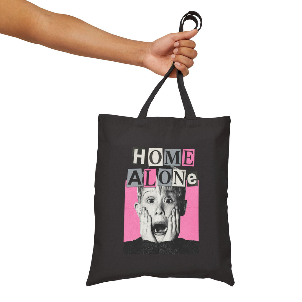 Home Alone Bootleg Movie Tote Bag, Bubblegum Pink 90s Christmas Film Graphic Canvas Tote