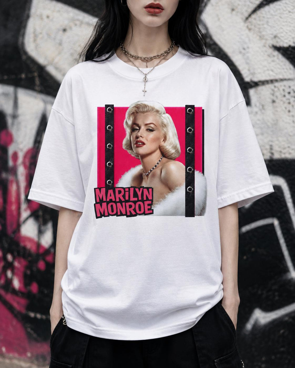 Marilyn Monroe Graphic Tee, Hot Pink Y2K Pop Punk Movie Star Shirt