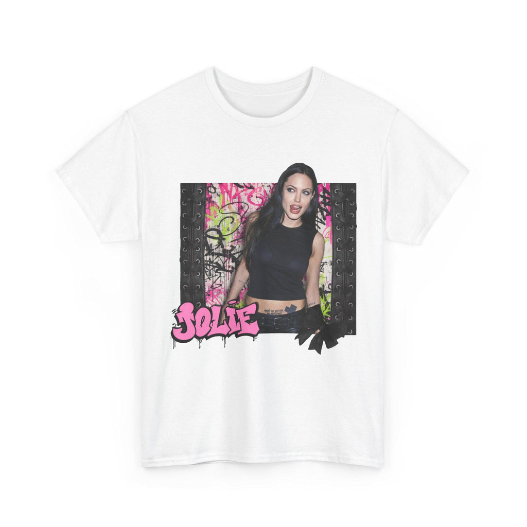 Angelina Jolie T-Shirt, Bubblegum Pink Punk Graffiti Shirt, Y2K Celebrity Graphic Tee
