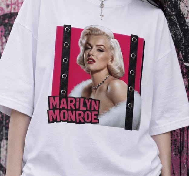 Marilyn Monroe Graphic Tee, Hot Pink Y2K Pop Punk Movie Star Shirt