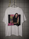 Angelina Jolie T-Shirt, Bubblegum Pink Punk Graffiti Shirt, Y2K Celebrity Graphic Tee