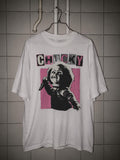 Chucky bubblegum pink bootleg movie tee guro-kawaii, Y2K Hot Pink Horror Cinephile shirt