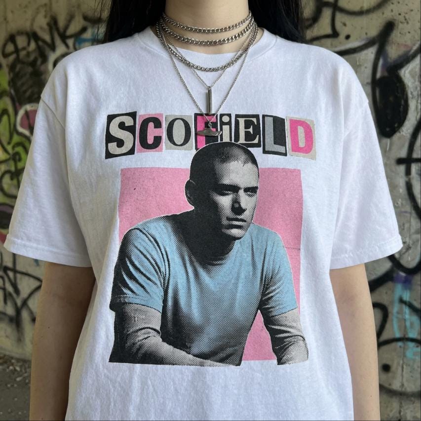 Michael Scofield Prison Break Bootleg Pink T-Shirt Cinephile Wentworth Miller tee