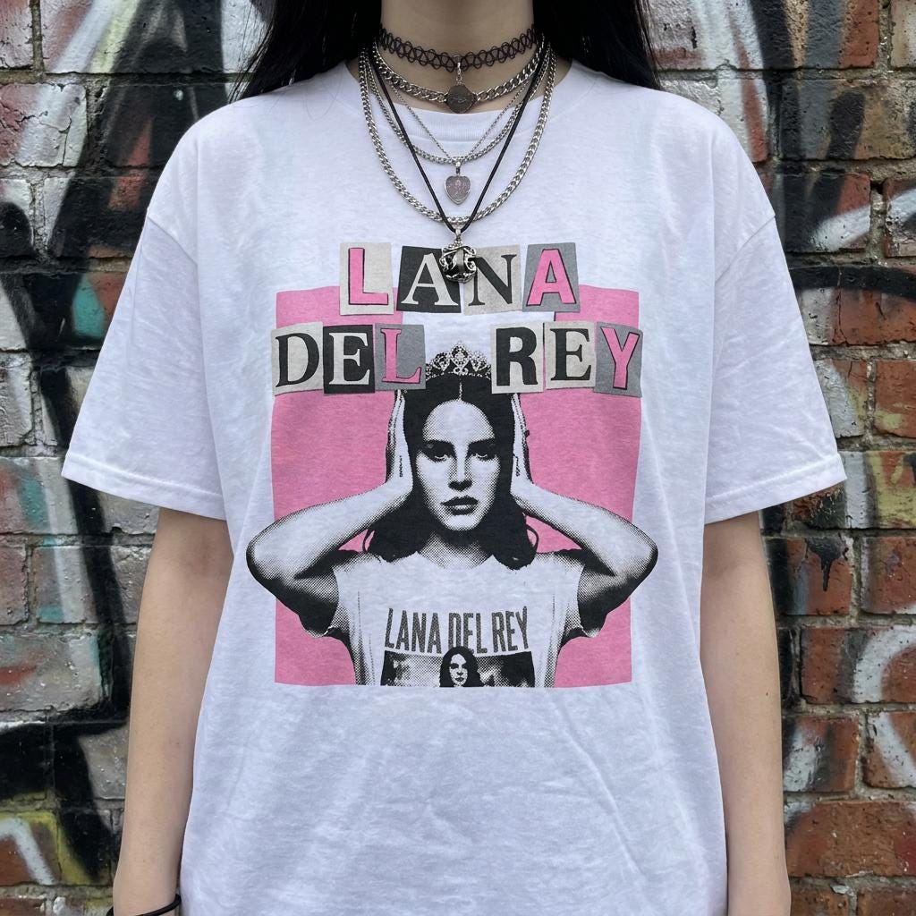 Lana Del Rey Pink Graphic T-Shirt, Y2K Bootleg Music Tee, Oversized Unisex Fan Shirt