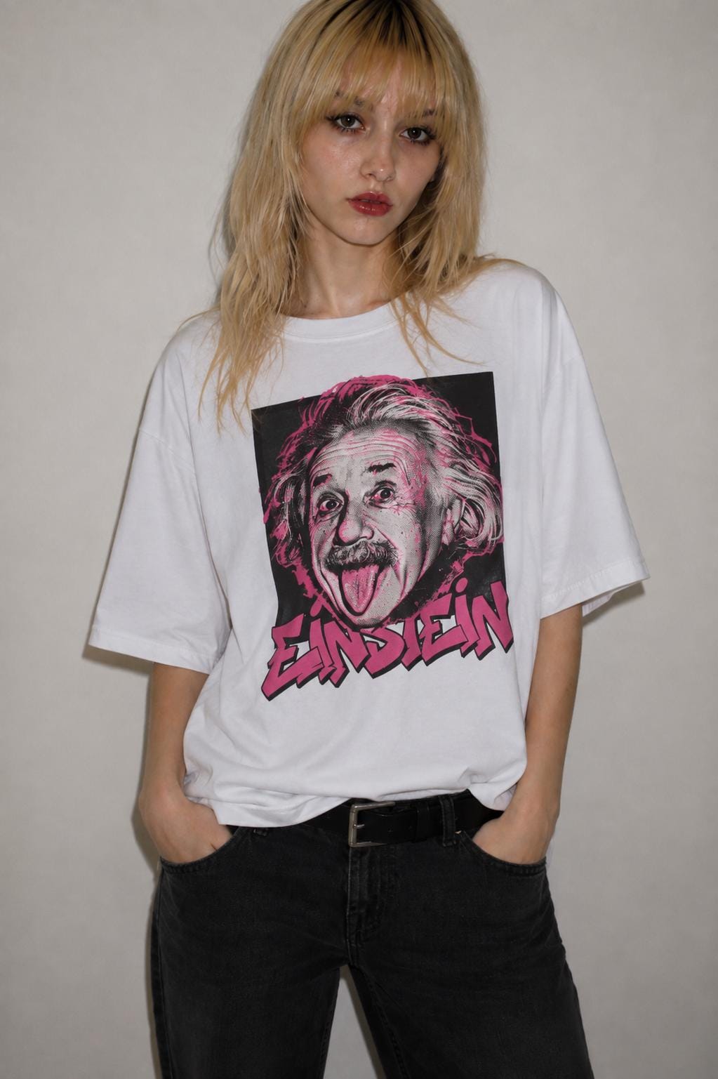 Albert Einstein Tongue Out T-Shirt, Punk Graffiti Scientist Shirt, Y2K Pop Art Tee