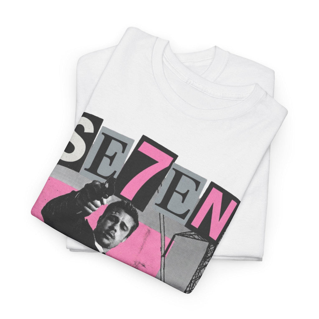 SE7EN Movie Poster Tee, Y2K Retro Pink Bootleg Cinephile T-Shirt