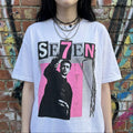 SE7EN Movie Poster Tee, Y2K Retro Pink Bootleg Cinephile T-Shirt
