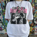 Before Sunrise T-Shirt, bubblegum pink 90s romance cinephile bootleg tee