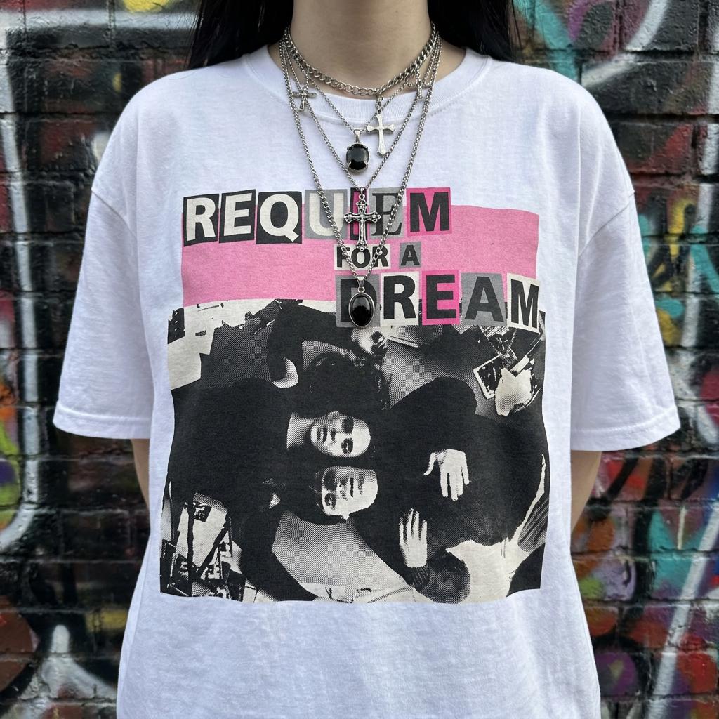 Requiem For A Dream T-Shirt, Cinephile Bubblegum pink Y2K Bootleg Movie Poster Tee