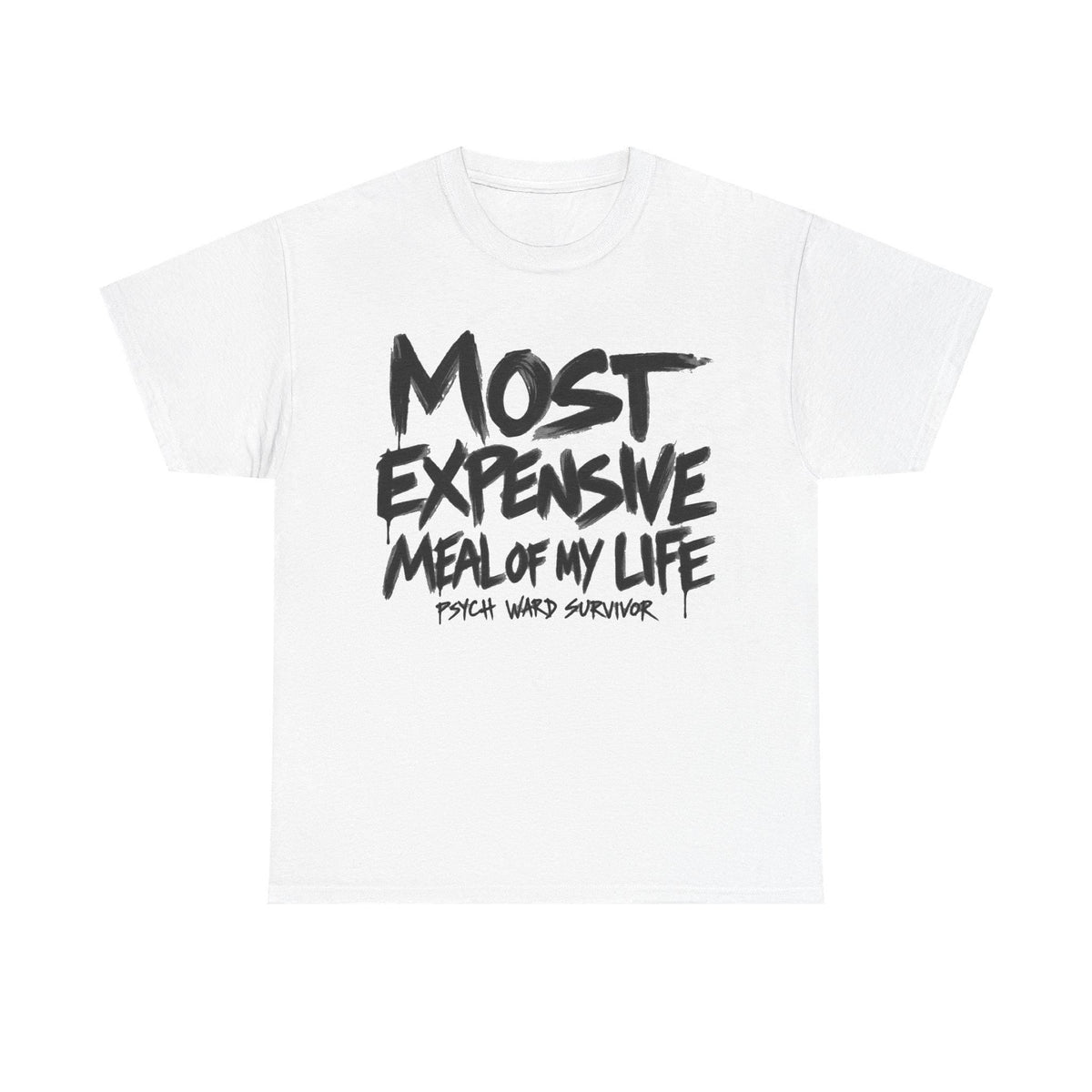 Psych Ward Survivor T-Shirt, Most Expensive Meal Dark Humor Shirt, Mental Health Punk Tee