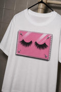 Pink False Eyelash Case Tee, Bubblegum Pink Y2K Punk Lolita Alternative Scene Girl Shirt