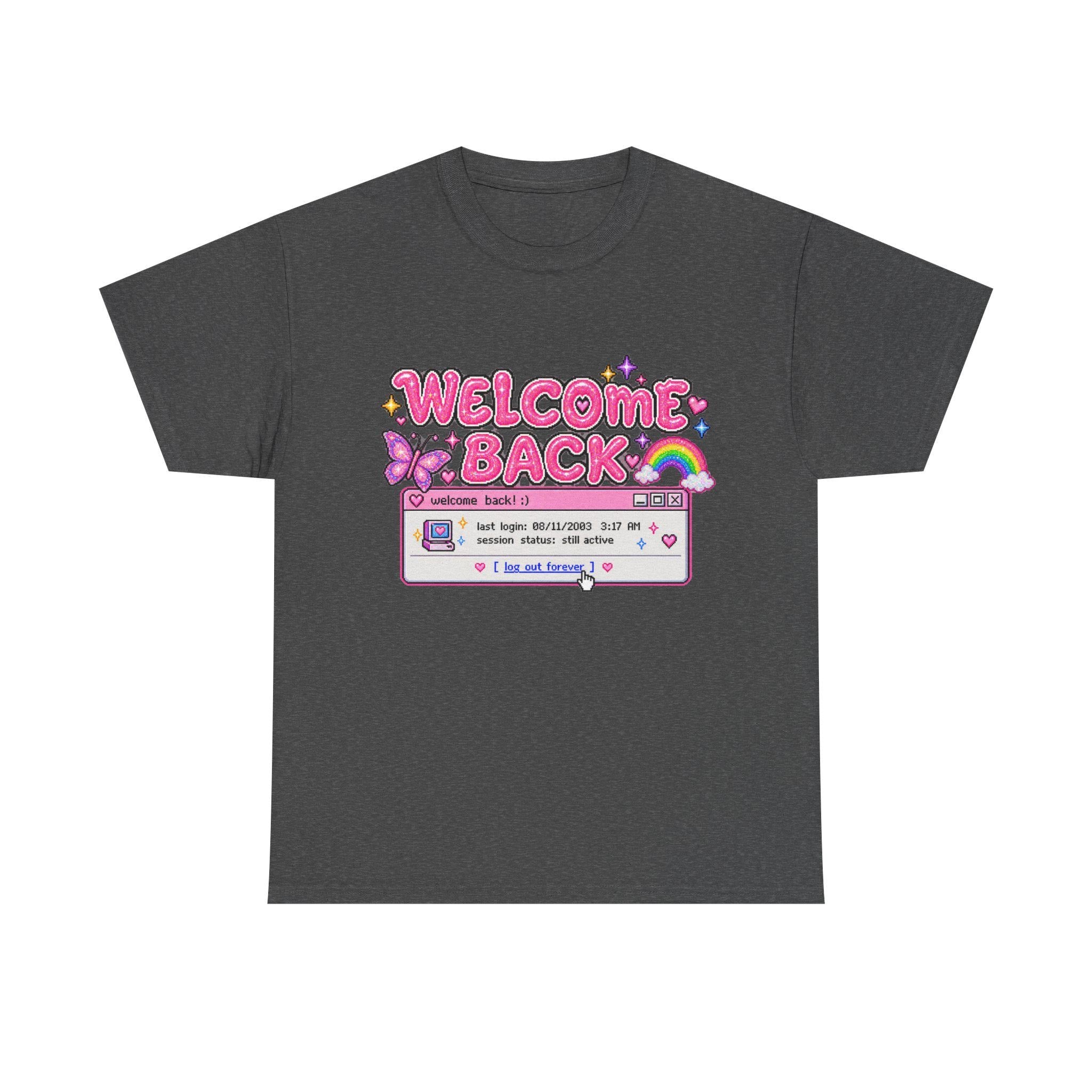 Welcome Back Y2K Internet Graphic Shirt, Weirdcore Popup Window Tee, Kawaii Cybercore Tumblr Top