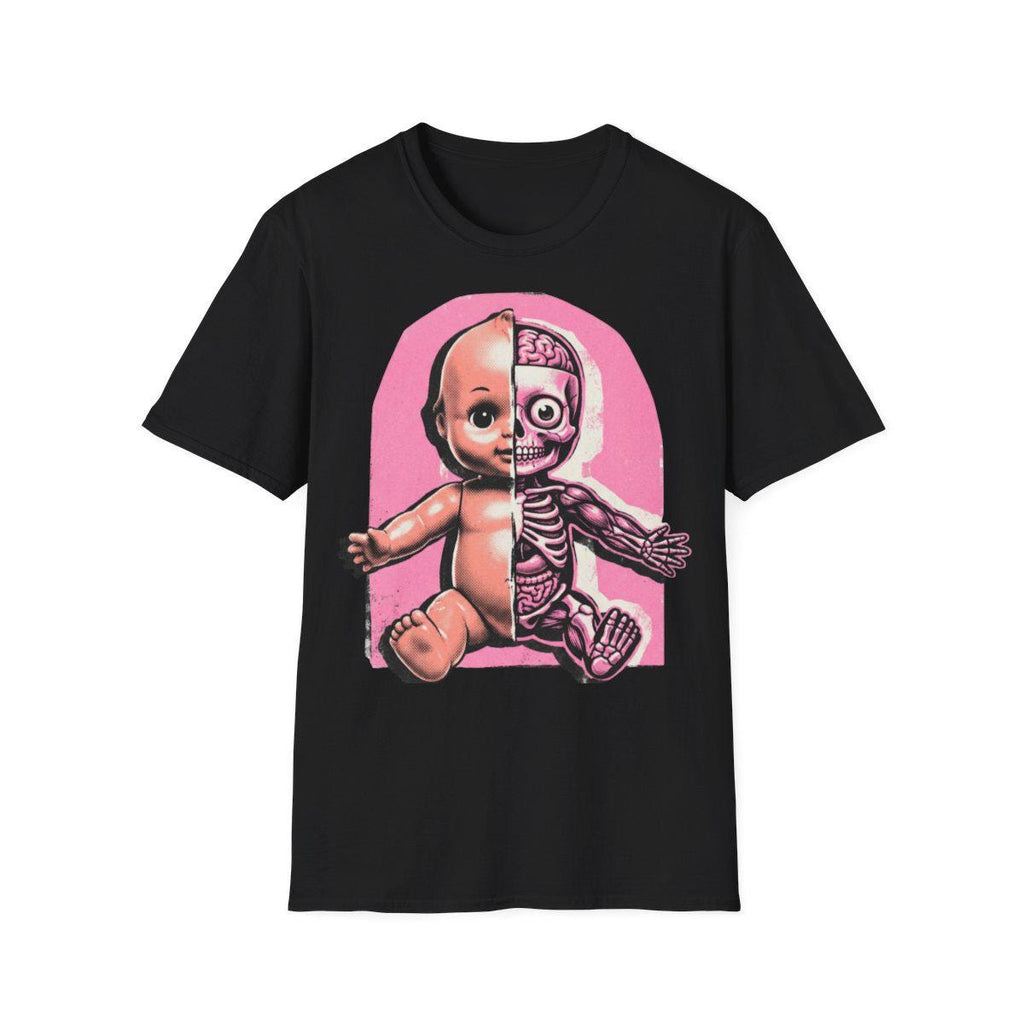 Half Skeleton Anatomy Doll T-Shirt, Y2K Scene Graphic Tee