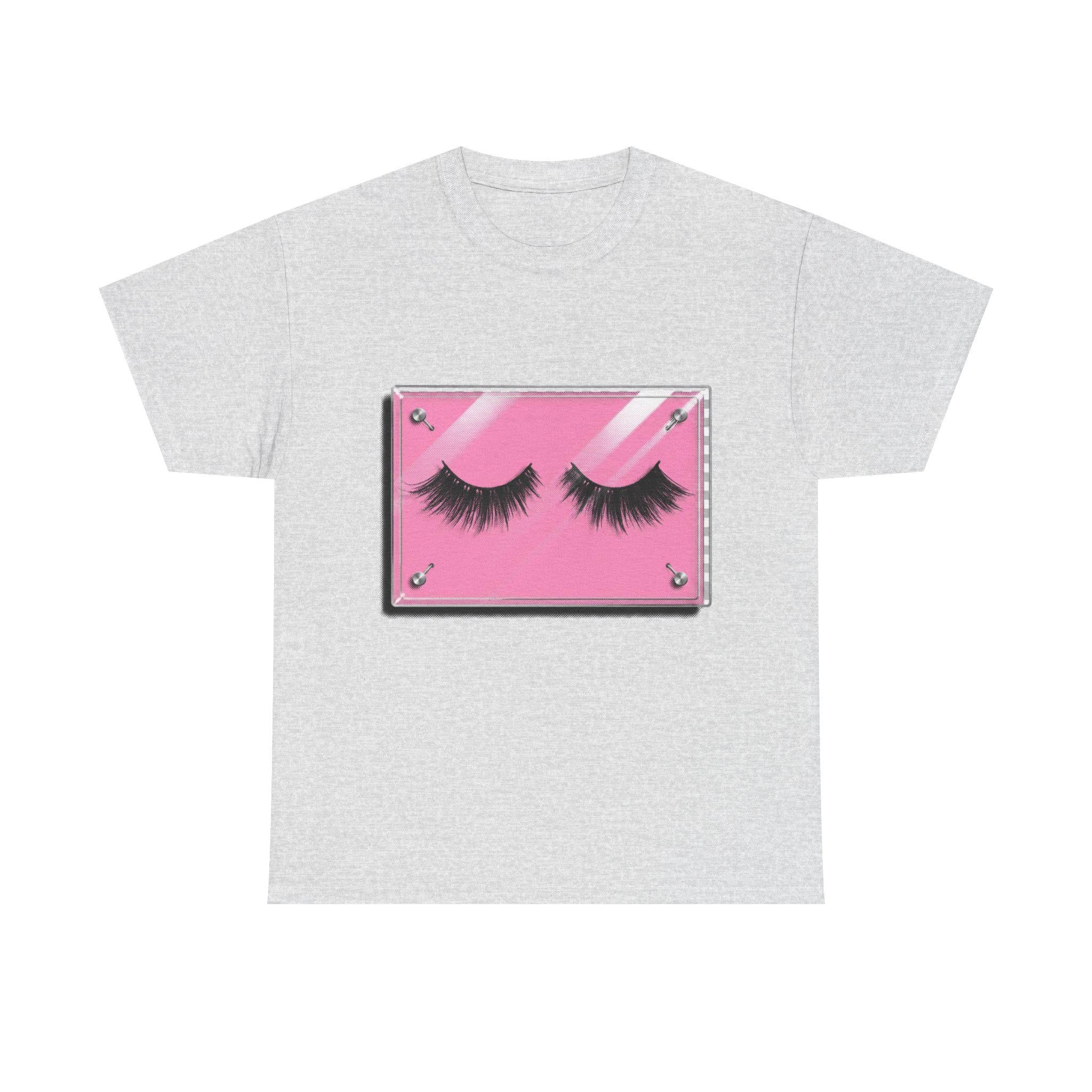 Pink False Eyelash Case Tee, Bubblegum Pink Y2K Punk Lolita Alternative Scene Girl Shirt