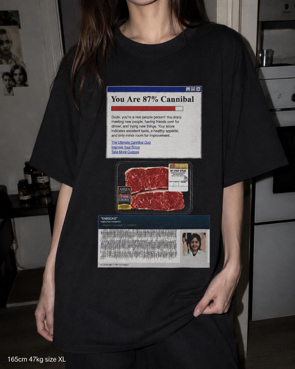 Cannibal Quiz Y2K Graphic Tee, Dark Web Cyber Grunge Internet Horror Top