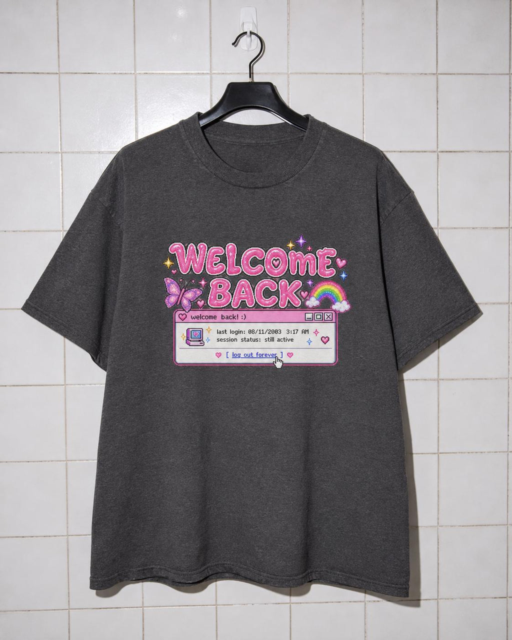 Welcome Back Y2K Internet Graphic Shirt, Weirdcore Popup Window Tee, Kawaii Cybercore Tumblr Top