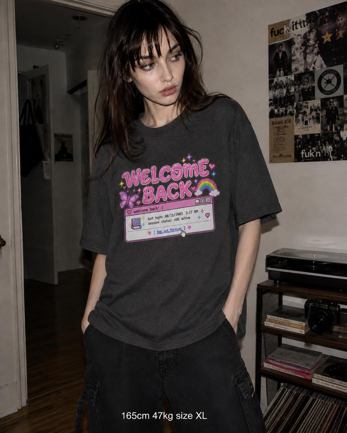 Welcome Back Y2K Internet Graphic Shirt, Weirdcore Popup Window Tee, Kawaii Cybercore Tumblr Top