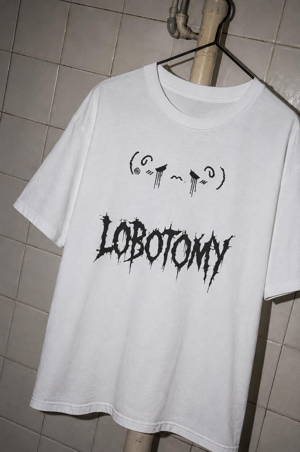 Lobotomy Y2K Weirdcore Shirt, Emo Internetcore Graphic Tee, Distressed Metal Logo Alt Goth Top