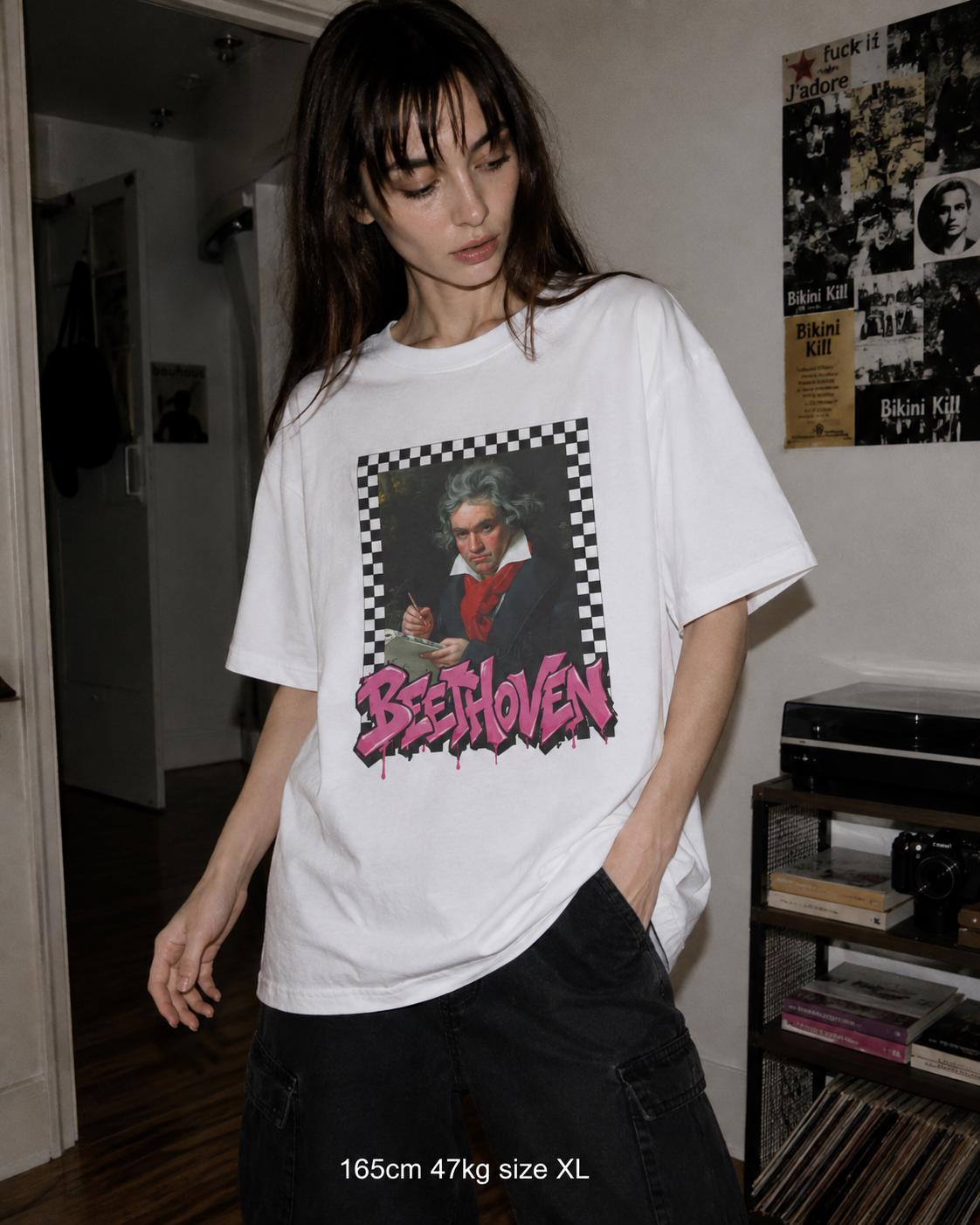 Ludwig van Beethoven T-Shirt, Classical Music Punk Graffiti Shirt, Composer Portrait Tee