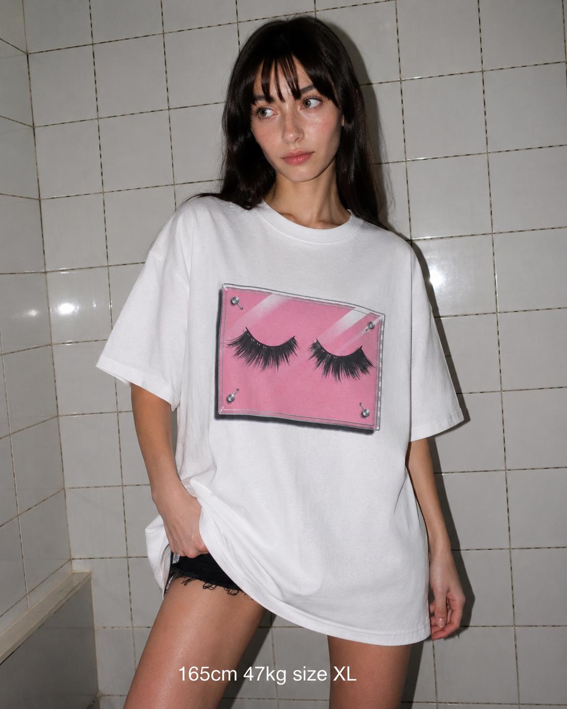 Pink False Eyelash Case Tee, Bubblegum Pink Y2K Punk Lolita Alternative Scene Girl Shirt