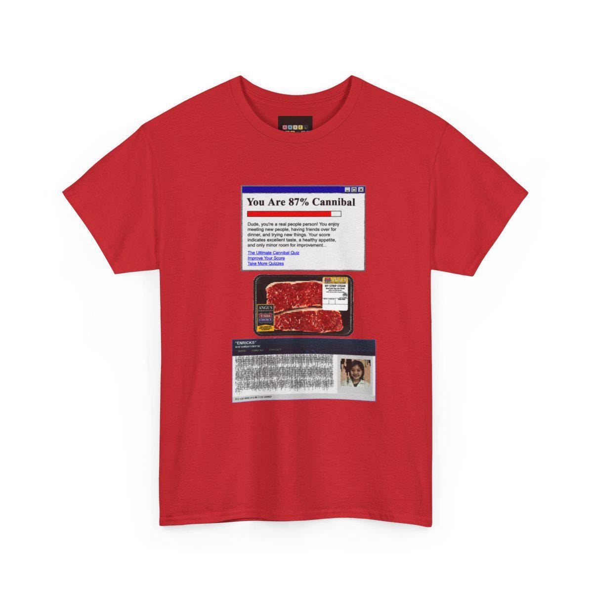 Cannibal Quiz Y2K Graphic Tee, Dark Web Cyber Grunge Internet Horror Top