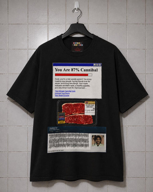 Cannibal Quiz Y2K Graphic Tee, Dark Web Cyber Grunge Internet Horror Top