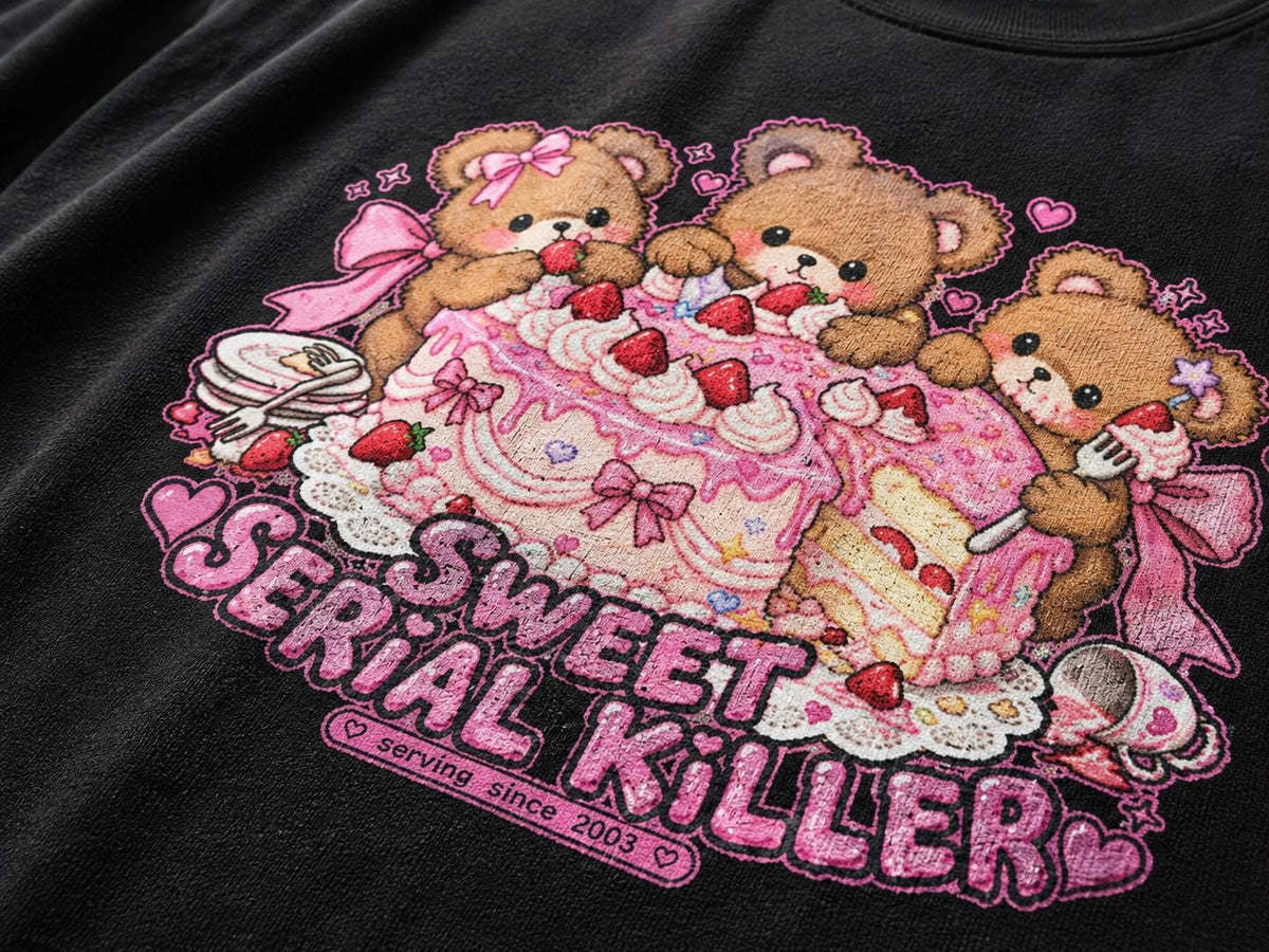 Sweet Serial Killer Teddy Bear Shirt, Guro Kawaii Y2K Weirdcore Tee, Creepy Cute Alt Goth Tumblr Top