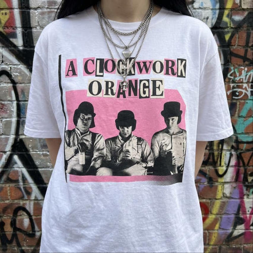 A Clockwork Orange T-Shirt, Bubblegum Pink Bootleg Tee Cinephile Kubrick Tribute