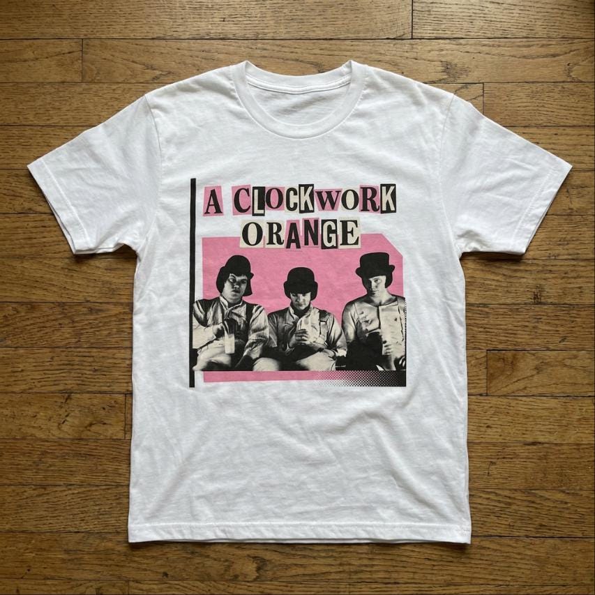 A Clockwork Orange T-Shirt, Bubblegum Pink Bootleg Tee Cinephile Kubrick Tribute