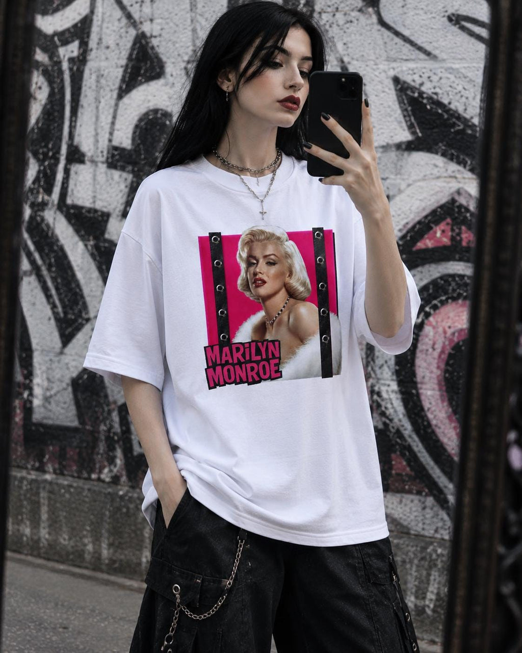 Marilyn Monroe Graphic Tee, Hot Pink Y2K Pop Punk Movie Star Shirt