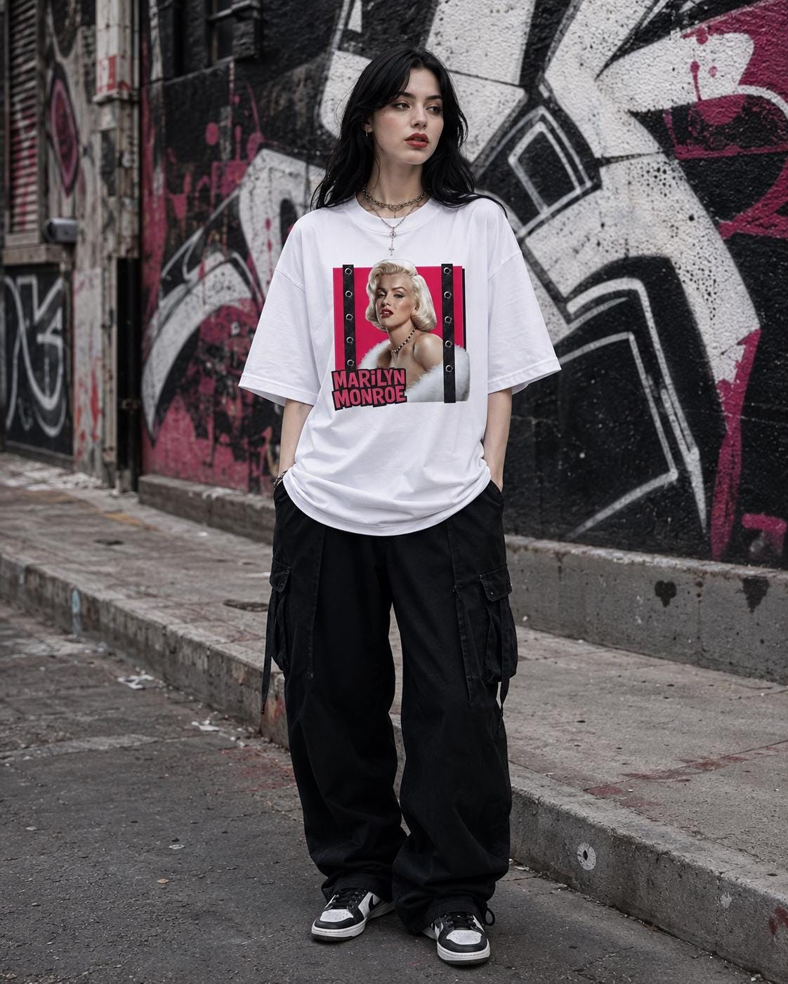 Marilyn Monroe Graphic Tee, Hot Pink Y2K Pop Punk Movie Star Shirt
