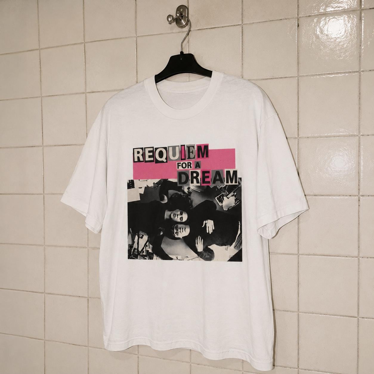 Requiem For A Dream T-Shirt, Cinephile Bubblegum pink Y2K Bootleg Movie Poster Tee