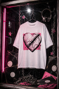 Y2K Emo Girl Stitched Heart Tee Bubblegum Lolita Punk Guro-kawaii Scene Punk T-Shirt