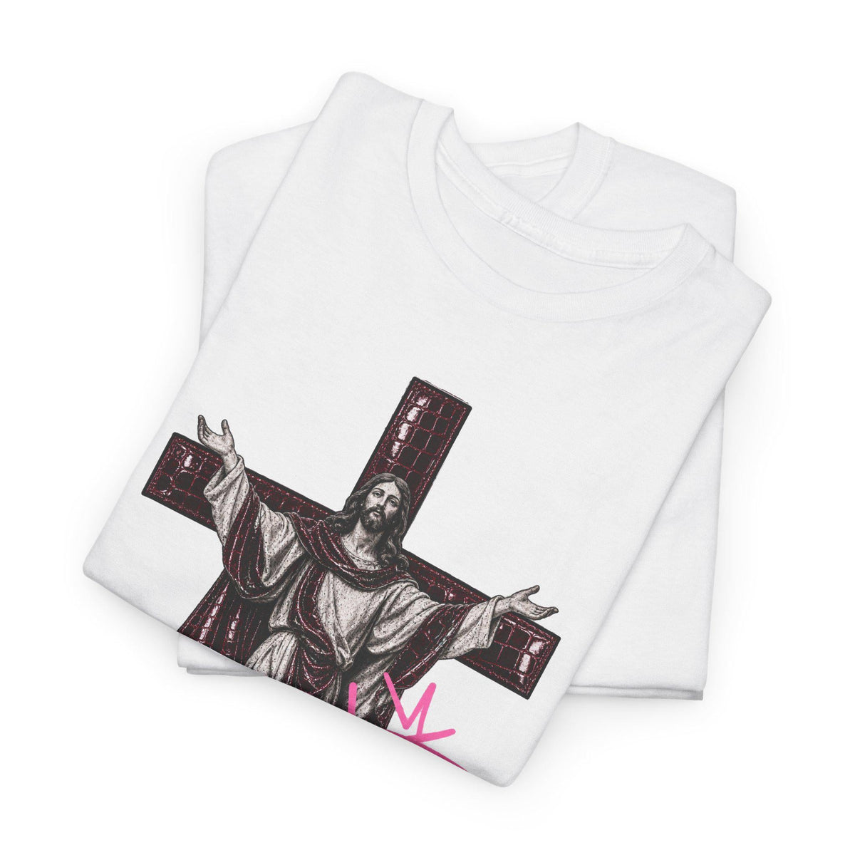 Jesus Worship T-Shirt, Oxblood Crocodile Cross Graphic Tee, Y2K Religious Punk Shirt