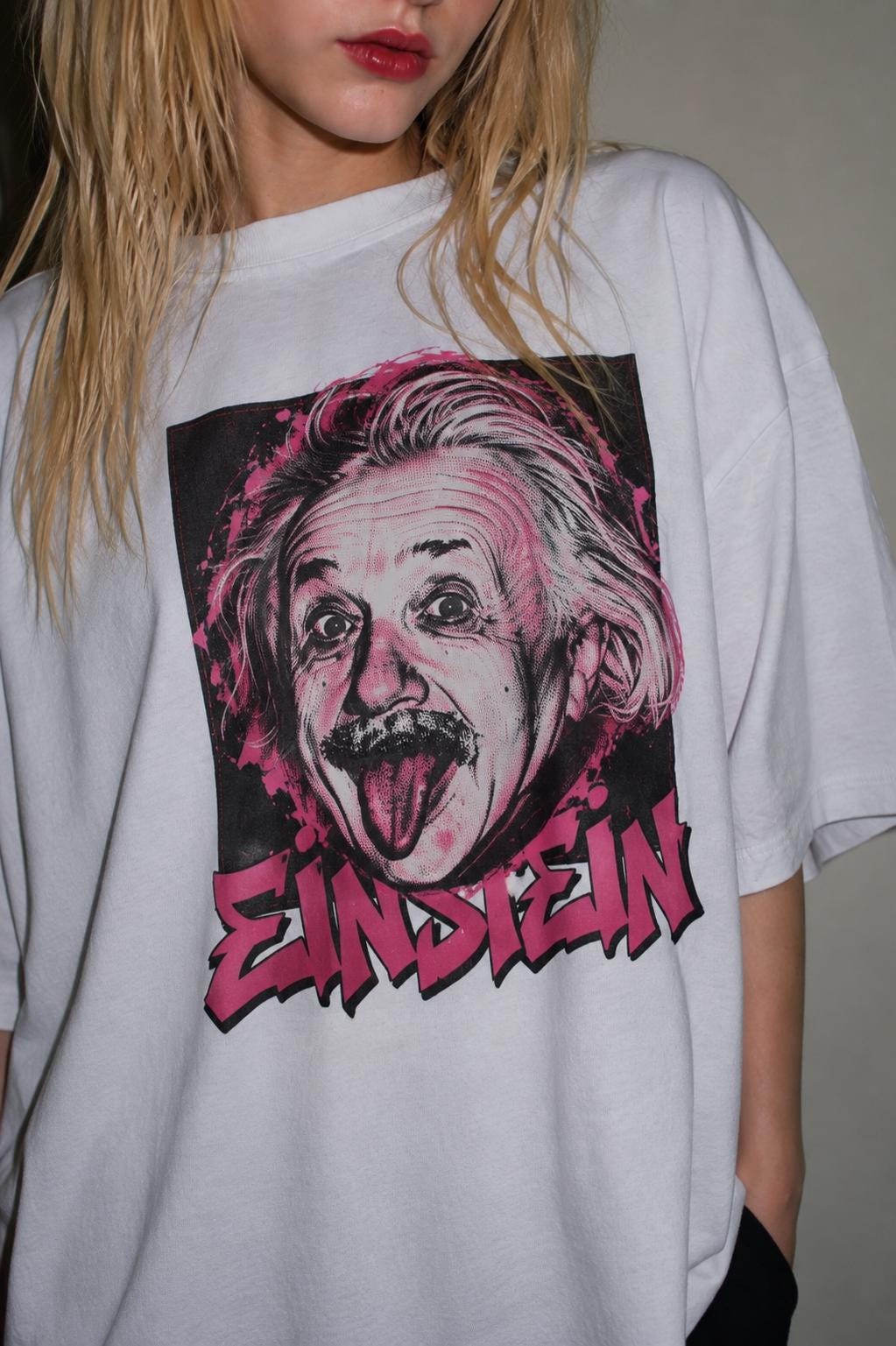 Albert Einstein Tongue Out T-Shirt, Punk Graffiti Scientist Shirt, Y2K Pop Art Tee