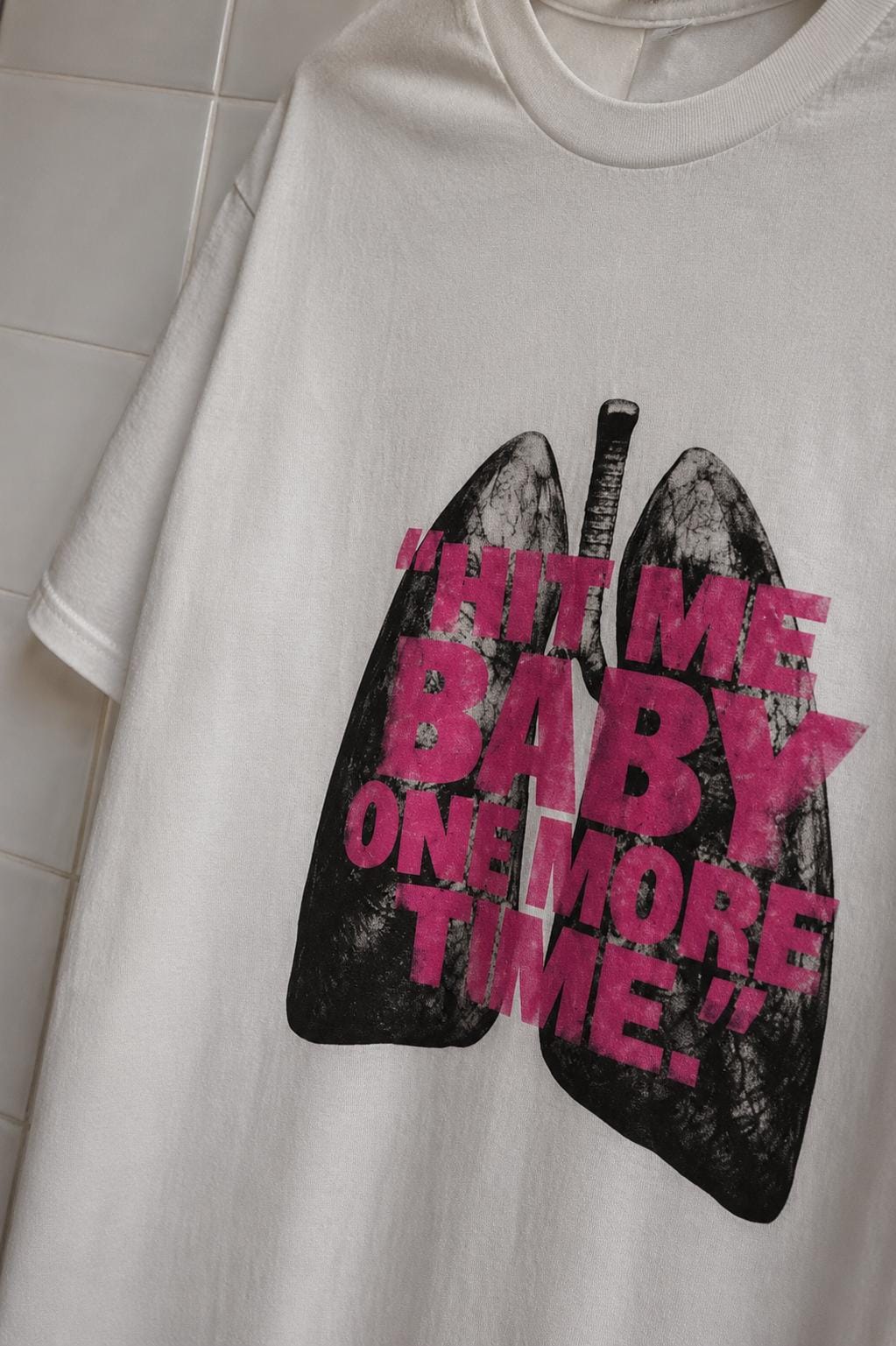 Britney Spears Hit Me Y2K Anatomical Lungs Graphic Tee, Pink Punk Tumblr Shirt