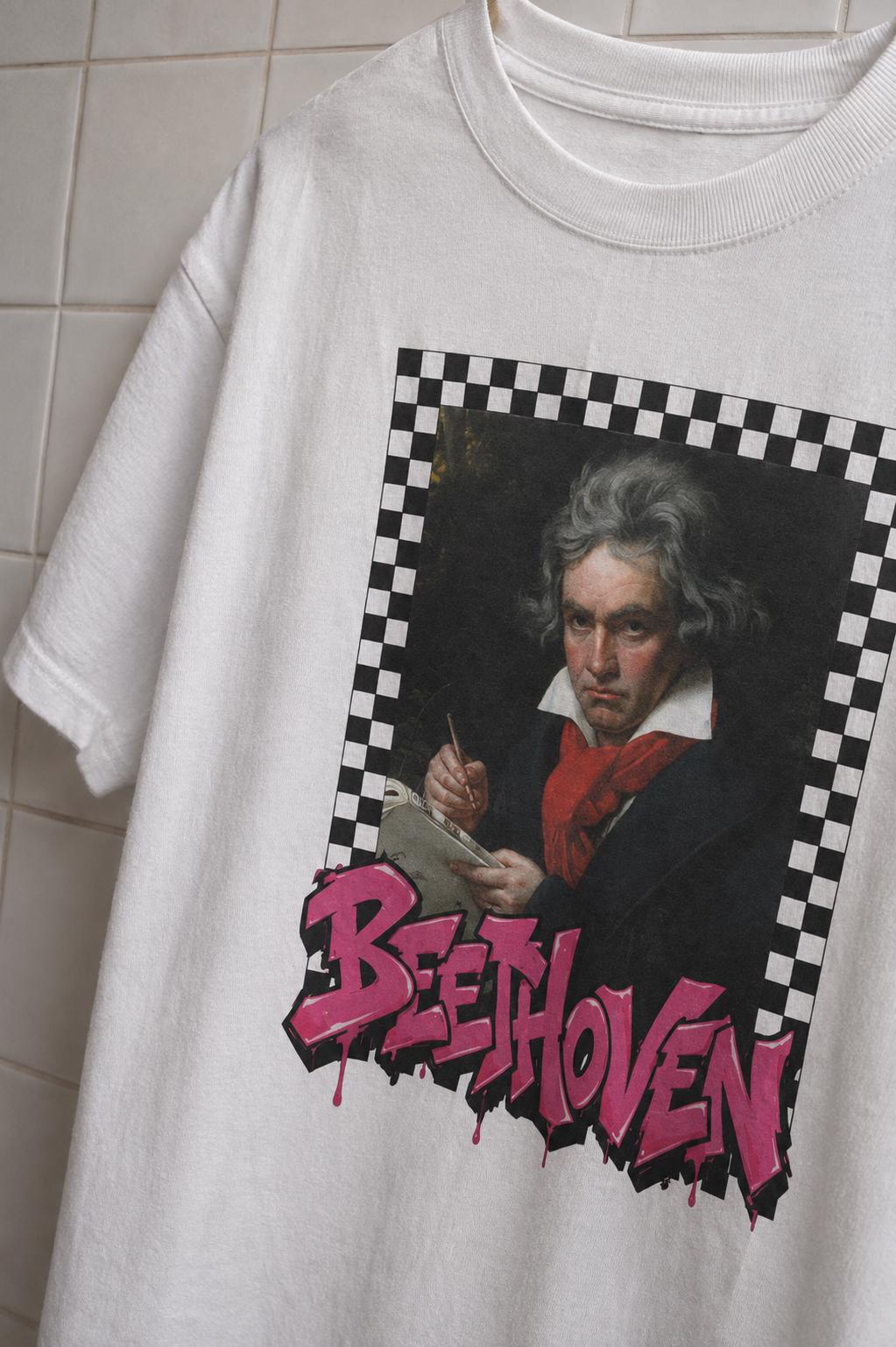 Ludwig van Beethoven T-Shirt, Classical Music Punk Graffiti Shirt, Composer Portrait Tee