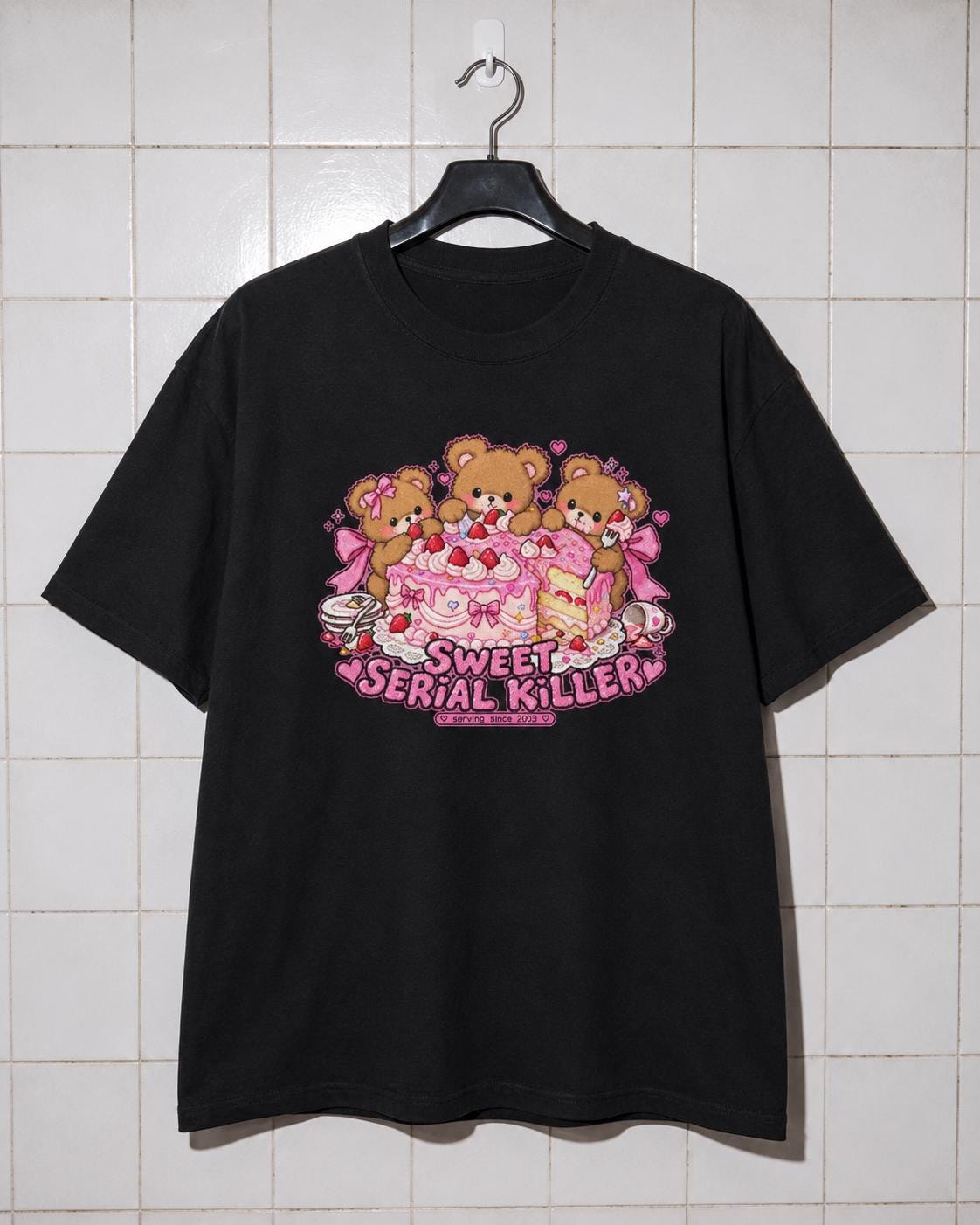 Sweet Serial Killer Teddy Bear Shirt, Guro Kawaii Y2K Weirdcore Tee, Creepy Cute Alt Goth Tumblr Top