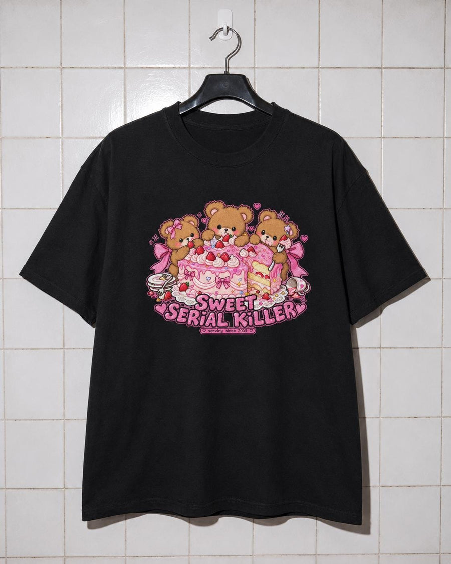 Sweet Serial Killer Teddy Bear Shirt, Guro Kawaii Y2K Weirdcore Tee, Creepy Cute Alt Goth Tumblr Top