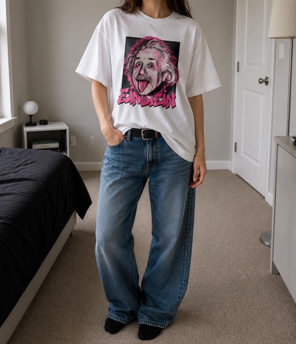 Albert Einstein Tongue Out T-Shirt, Punk Graffiti Scientist Shirt, Y2K Pop Art Tee