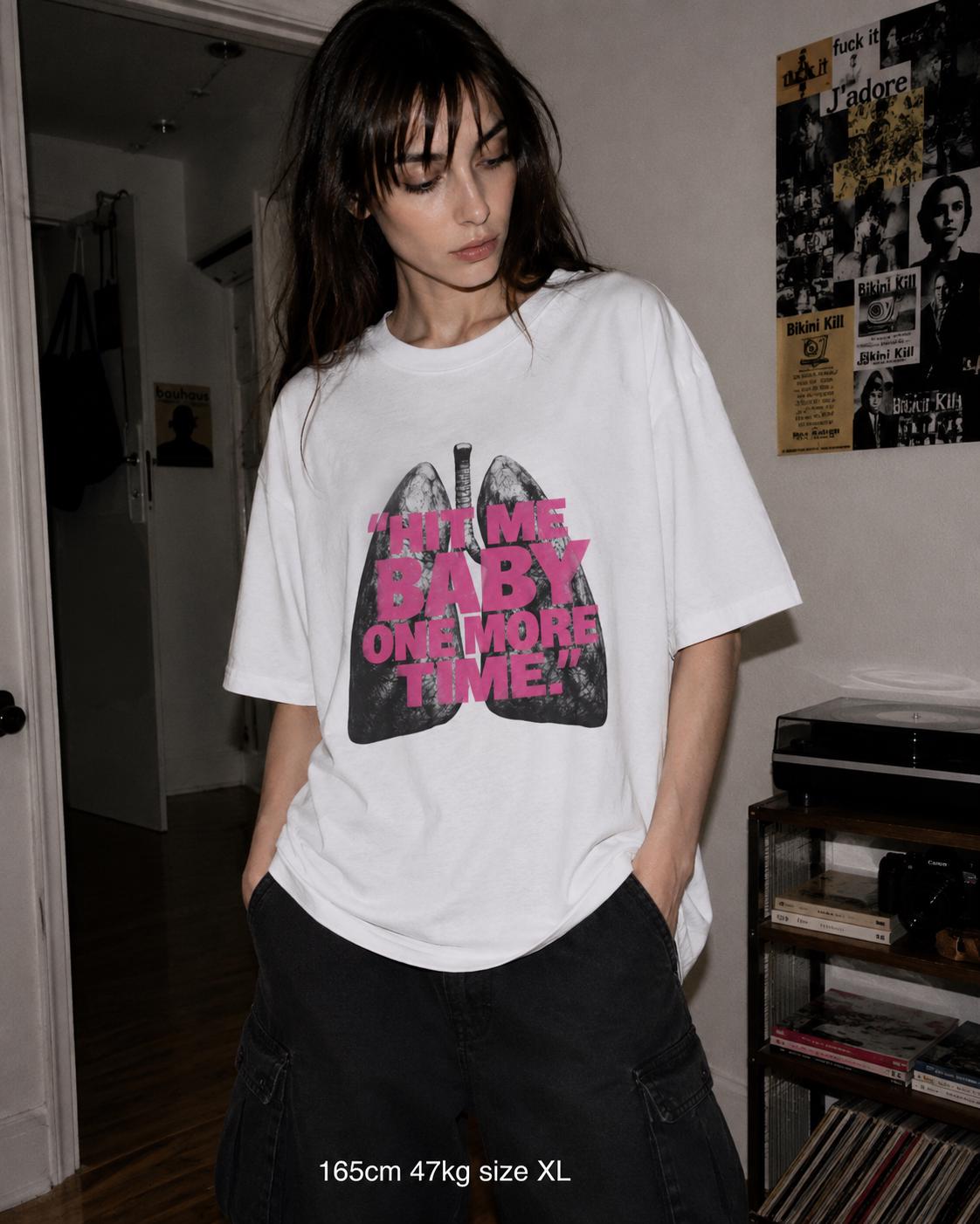 Britney Spears Hit Me Y2K Anatomical Lungs Graphic Tee, Pink Punk Tumblr Shirt